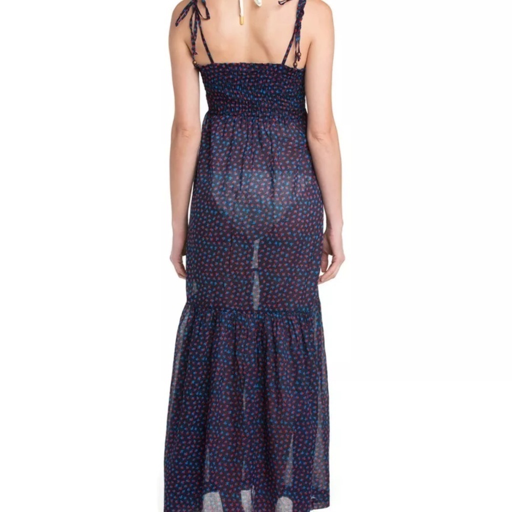 French Connection Blue Ditsy Leaf Nocturnal Maxi Swim Coverup Beach Dress XS - Picture 2 of 9